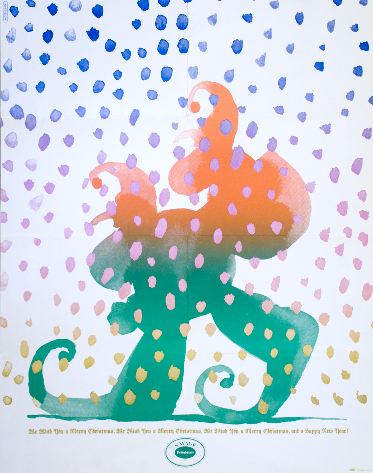 Watercolor Santa in colorful snow